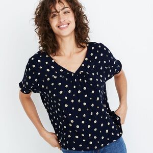 Madewell | Daisy Dot Rhyme Top | Navy Blue Blouse